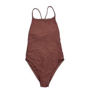 Women’s Open Back Tied Brown Leotard, Size M